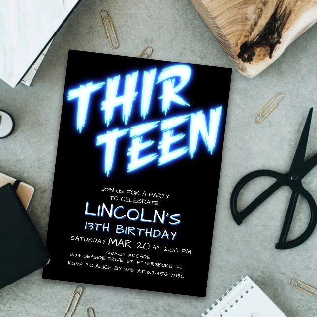 Neon Boys Pool Einladung zum 13. Geburtstag (Von Creator hochgeladen)