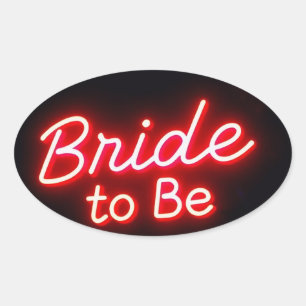 Neon Braut-Sticker 'Bride to Be' Oval Ovaler Aufkleber