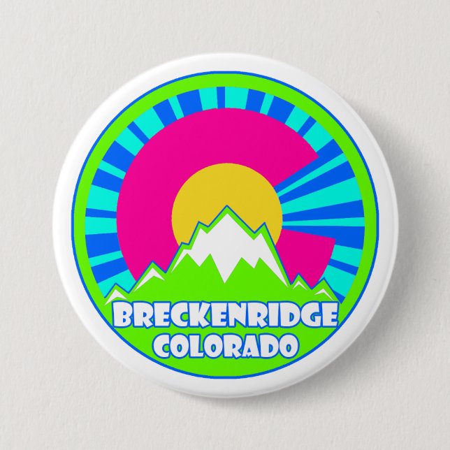 Neon Breckenridge Colorado Flag Knopf platzen Button (Vorderseite)