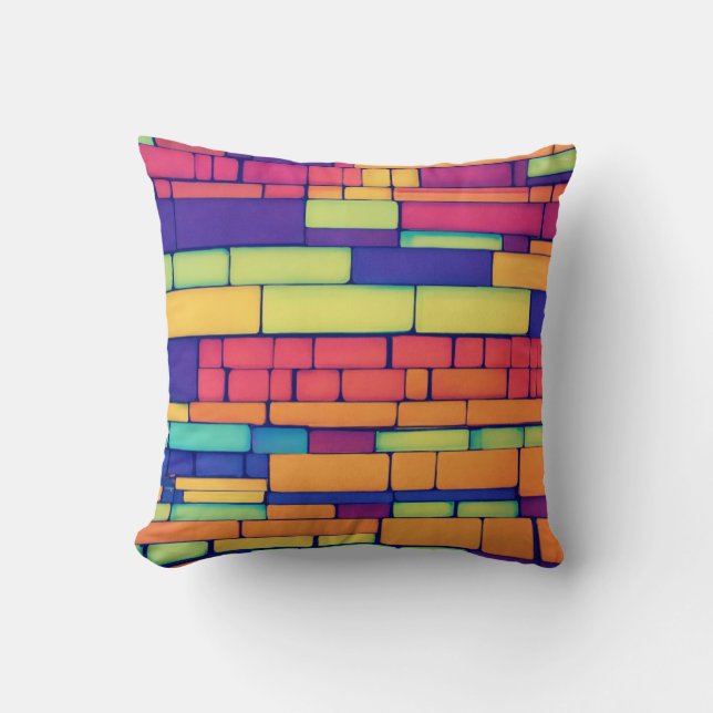 Neon Bricks Mosaic Design Kissen (Vorderseite)