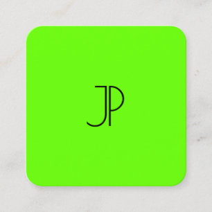 Neon Bright Brilliant Green Modern Template Quadratische Visitenkarte