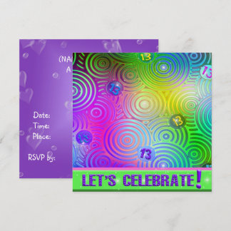 Neon Bright Einladung zum 13. Geburtstag