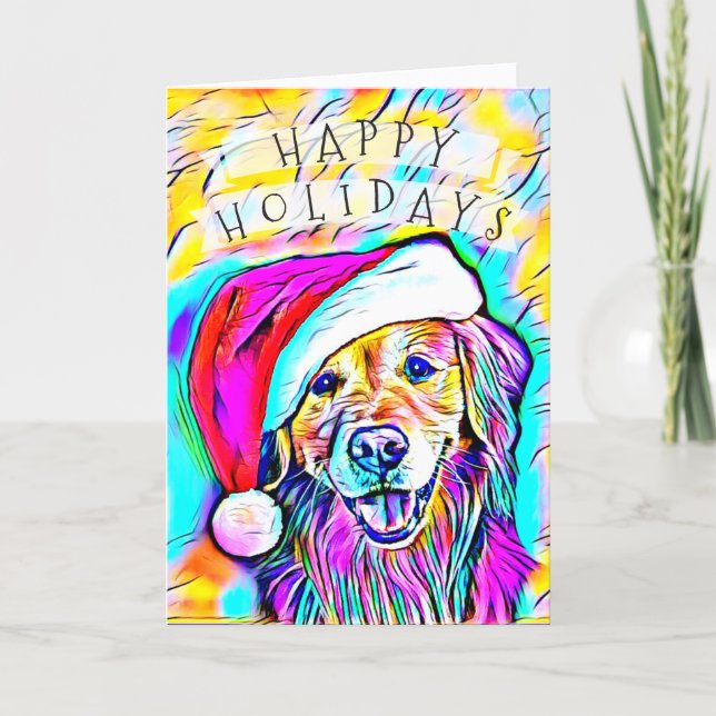 Neon Bright Farben Weihnachten Golden Retriever Ku (Vorderseite)