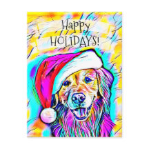 Neon Bright Farben Weihnachten Golden Retriever Ku