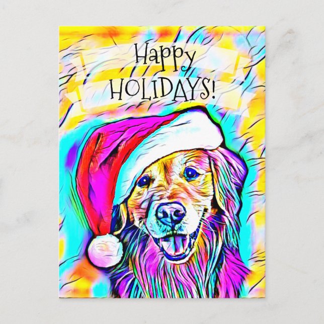 Neon Bright Farben Weihnachten Golden Retriever Ku (Vorderseite)