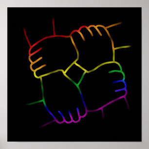 Neon Bright LGBTQ farbenfrohe Stolz Linie Art Poster