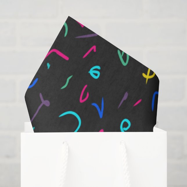 Neon Bright Marks auf schwarz Seidenpapier (Geschenk Tasche)