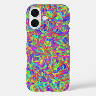 Neon Bright Rainbow Confetti Abstrakt iPhone 16 Hülle