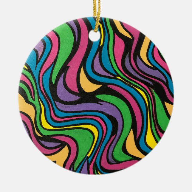 Neon Brook-Psychedelic Abstract Art Keramik Ornament (Vorne)