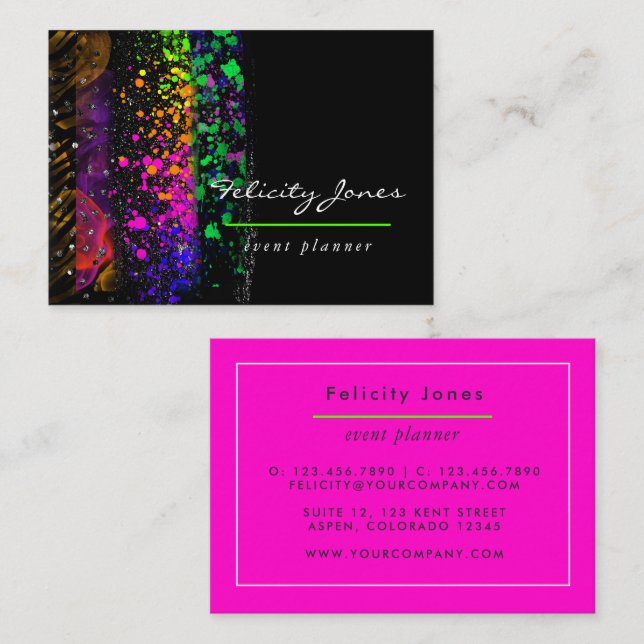 Neon Brush Strokes Visitenkarte (Vorne/Hinten)
