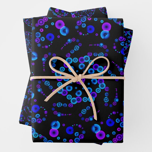 Neon Bubble Orbs Mandala auf Black Geschenkpapier Set (Beispiel)