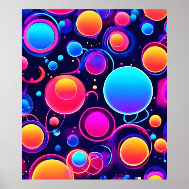 Neon Bubble Pattern Poster (Vorne)