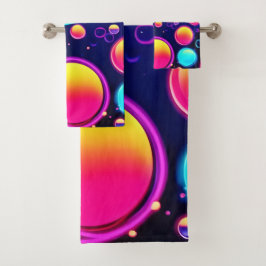 Neon Bubble Universe Badhandtuch Set