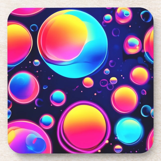Neon Bubble Universe Getränkeuntersetzer (Vorderseite)