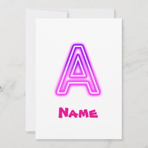 Neon-Buchstabe A Monogramm Leuchtendes Lila Rosa I Einladung