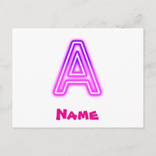Neon-Buchstabe A Monogramm Leuchtendes Lila Rosa I Feiertagspostkarte