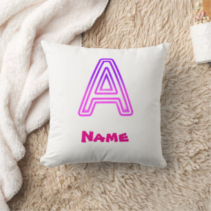 Neon-Buchstabe A Monogramm Leuchtendes Lila Rosa I Kissen