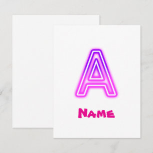 Neon-Buchstabe A Monogramm Leuchtendes Lila Rosa I RSVP Karte