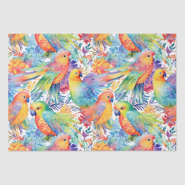 Neon Budgies Muster Seidenpapier (Vorderseite)