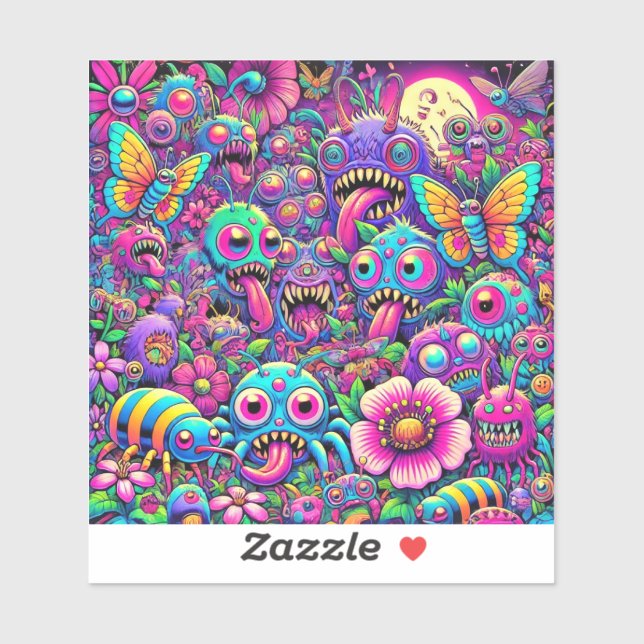 Neon Bug Invasion Aufkleber (Blatt)