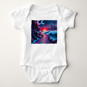 Neon Bunny & Neon City Skyline Pathway One Piece B Baby Strampler