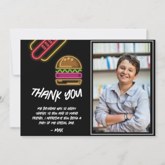 Neon Burger & Hotdog Dankeskarten Dankeskarte