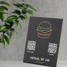 Neon Burger Virtual Tip Jar Tabletop-Zeichen