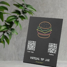 Neon Burger Virtual Tip Jar Tabletop-Zeichen Sockelschild