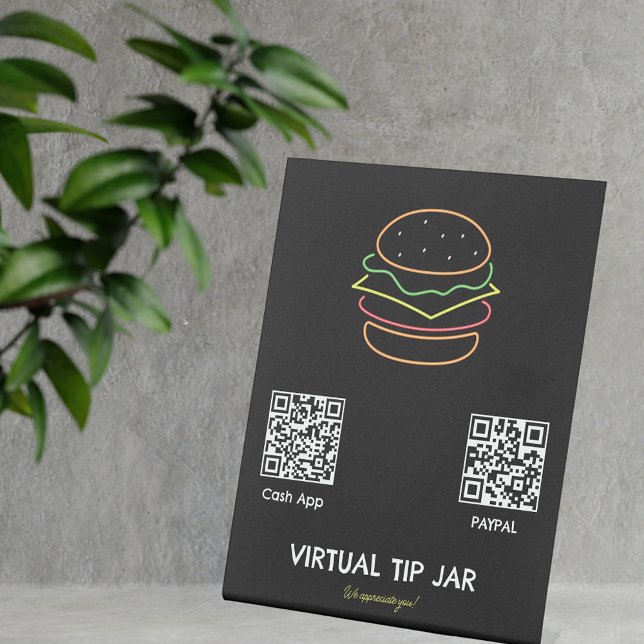 Neon Burger Virtual Tip Jar Tabletop-Zeichen Sockelschild (Von Creator hochgeladen)
