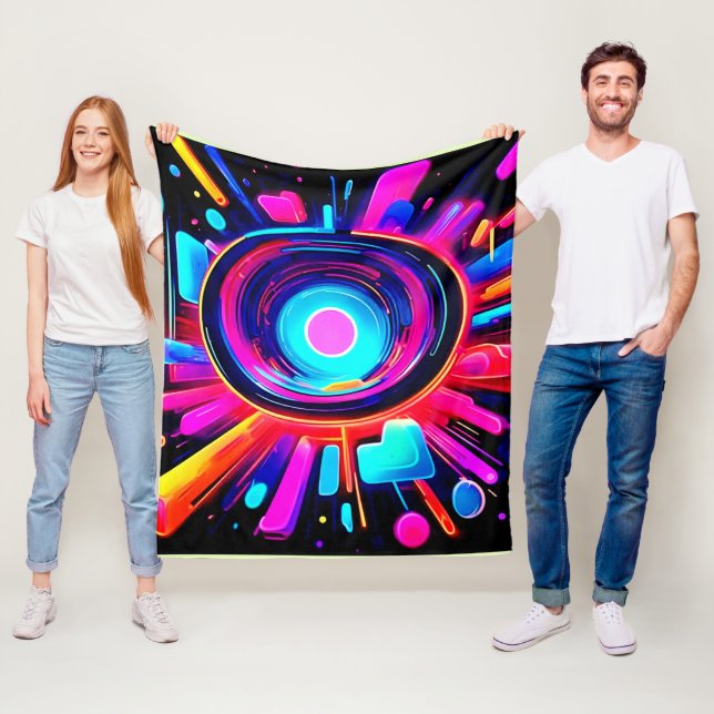 Neon Burst: Abstrakte Energie Fleecedecke (Beispiel)