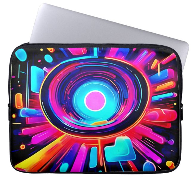 Neon Burst: Abstrakte Energie Laptopschutzhülle (Vorderseite)