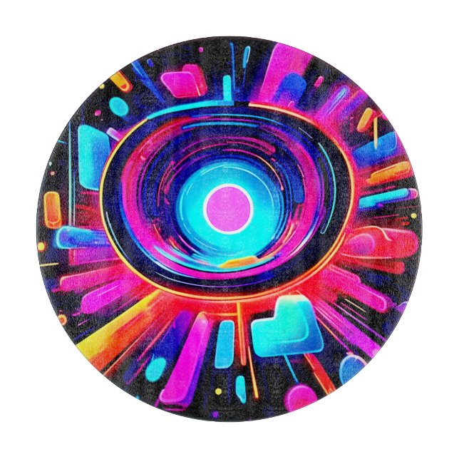 Neon Burst: Abstrakte Energie Schneidebrett (Vorderseite)