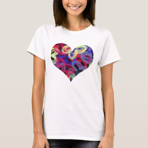 Neon Butterfly Abstraktes Herz Form T - Shirt