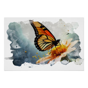 *~* Neon Butterfly Artistic Creative Blume AP52 Poster