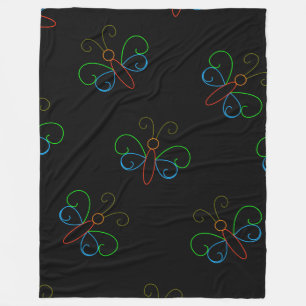 Neon Butterfly Fleecedecke