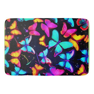 Neon Butterfly Pattern Badematte