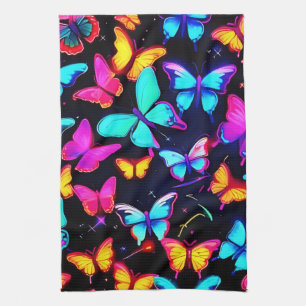 Neon Butterfly Pattern Geschirrtuch