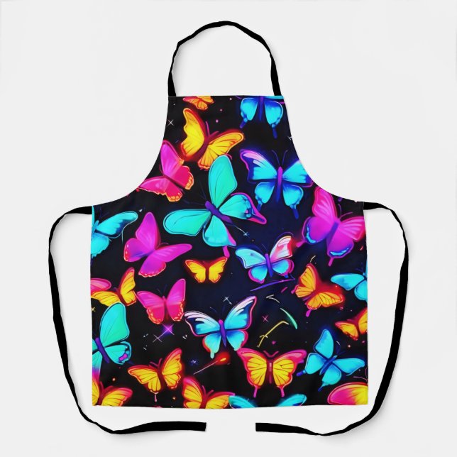 Neon Butterfly Pattern Schürze (Vorderseite)