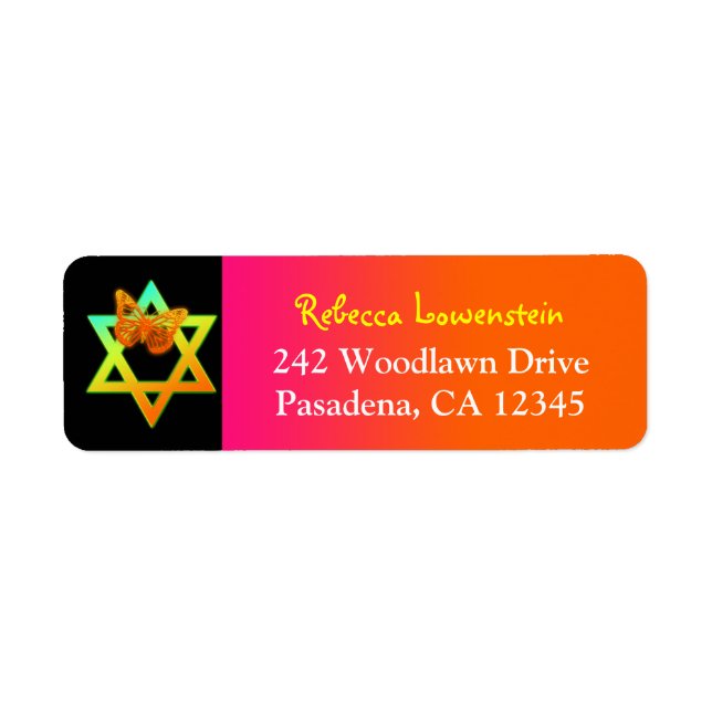 Neon Butterfly Rücksendeadresse Etikett 2 (Vorne)