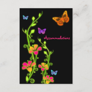 Neon Buttterfliegen & Blume Umschließungskarte Begleitkarte