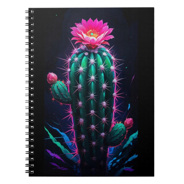 Neon Cactus Bloom Notizblock (Vorderseite)
