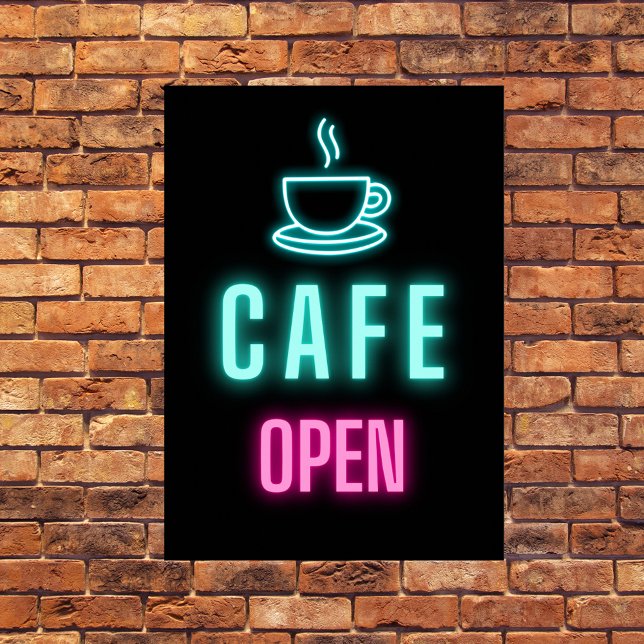 Neon Cafe Open Business Sign Poster (Von Creator hochgeladen)