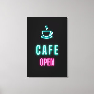 Neon Cafe Open Coffee Bar Sign Leinwanddruck