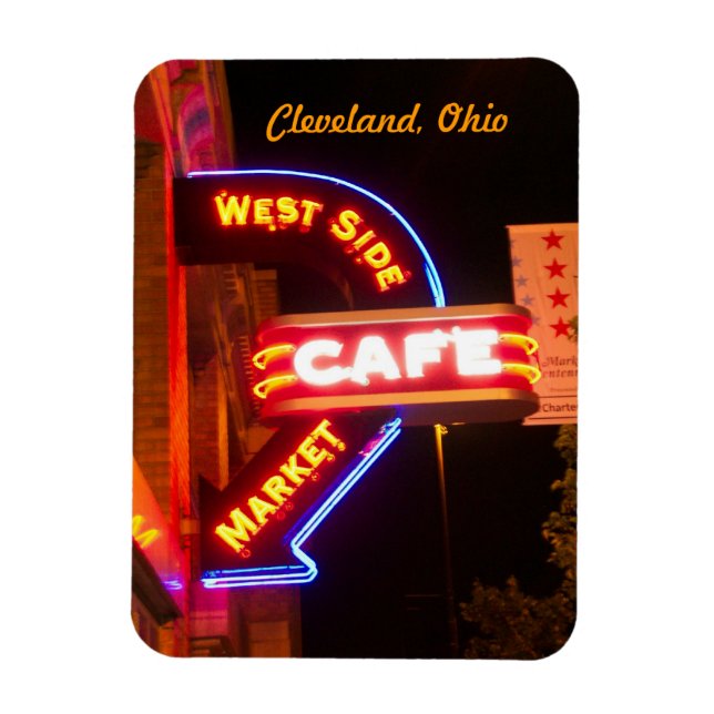 Neon Cafe Sign Market Flexi Magnet (Vertikal)