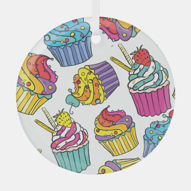 Neon Cakes: Pop Art Pattern. Ornament Aus Glas (Vorderseite)