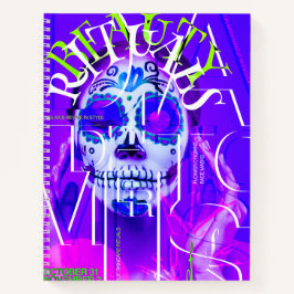 Neon Calavera Notebook - Tag des Toten Schädels Notizbuch