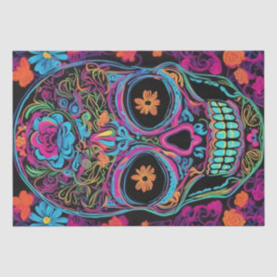 Neon Calavera: Tag des Toten Schädels Seidenpapier