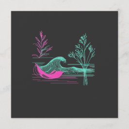 NEON CALM – Retro Wave & Botanische Linienkunst Einladung