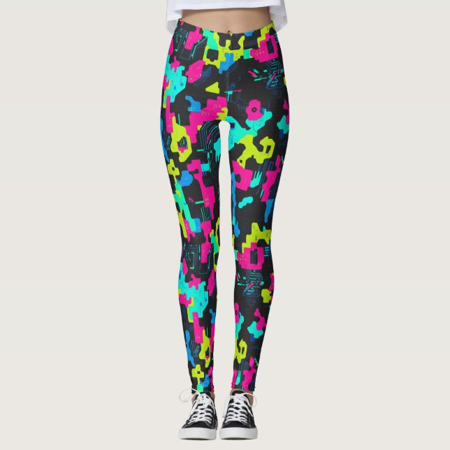 Neon Camouflage Pattern Leggings (Vorderseite)