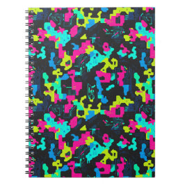 Neon Camouflage Pattern Notizblock